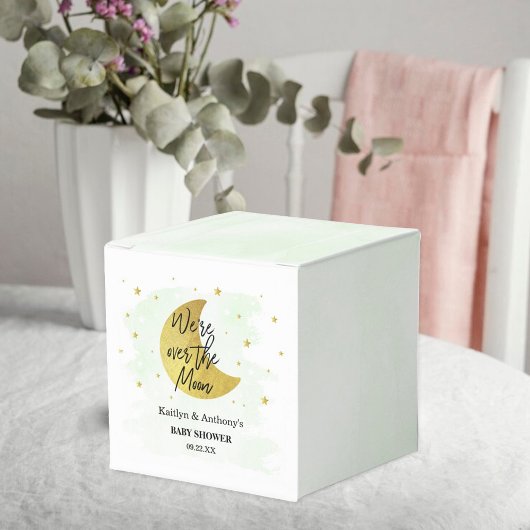 Über dem Mond | Neutrale Babydusche Geschenkschachtel