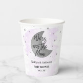 Über dem Mond | Neutrale Babydusche Pappbecher (Rückseite)