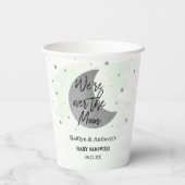 Über dem Mond | Neutrale Babydusche Pappbecher (Rückseite)