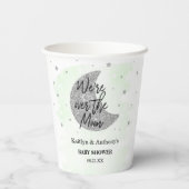 Über dem Mond | Neutrale Babydusche Pappbecher (Rückseite)