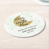 Über dem Mond | Neutrale Babydusche Runder Pappuntersetzer (Angewinkelt)