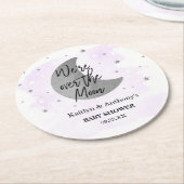 Über dem Mond | Neutrale Babydusche Runder Pappuntersetzer (Angewinkelt)