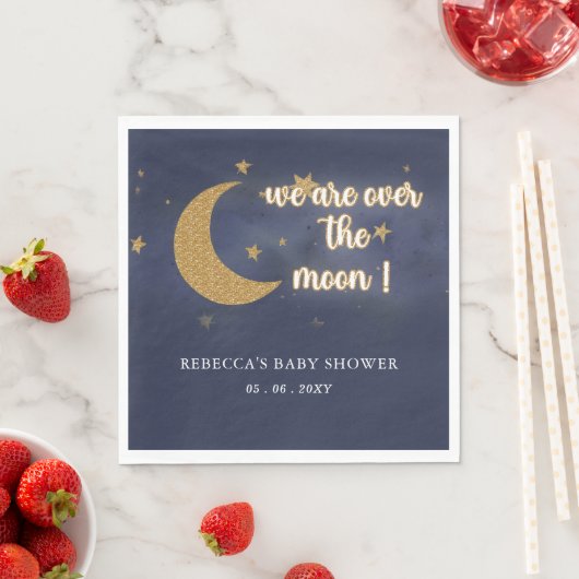 Über dem Mond - Neutrale Babydusche Serviette (Beispiel)