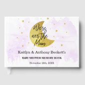 Über dem Mond | Neutraler Baby-Duschspeicher Gästebuch (Vorderseite)