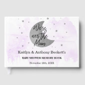 Über dem Mond | Neutraler Baby-Duschspeicher Gästebuch (Vorderseite)