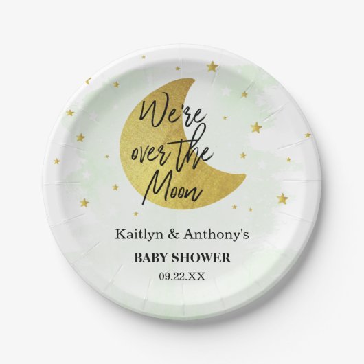 Über dem Mond | Neutrales Babyduschpapier Pappteller (Vorderseite)