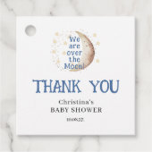 Über dem Mond Niedlich Blue Boy Baby Duschplatz Geschenkanhänger (Vorderseite)