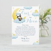 Über dem Mond Panda Bärenjunge Dusche Dankeskarte (Stehend Vorderseite)