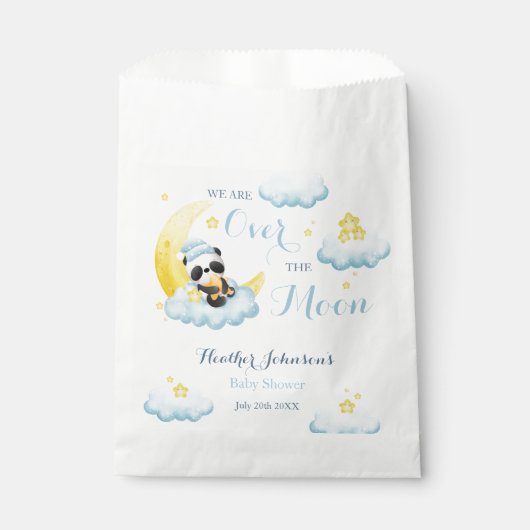 Über dem Mond Panda Bärenjunge Dusche Geschenktütchen (Vorderseite)
