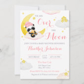 Über dem Mond Panda Bear Girl Babydusche Einladung (Vorderseite)