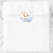 Über dem Mond Pink Blue Danke Baby Dusche Runder Aufkleber (Tasche)