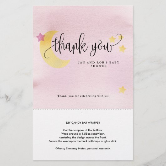 Über dem Mond, Pink Candy Bar Paper Wrapper Flyer (Vorne)