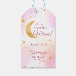 Über dem Mond Pink Girl Babydusche Danke Geschenkanhänger