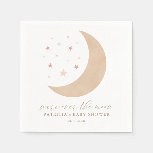 Über dem Mond Pink Girl Babydusche Serviette (Vorderseite)