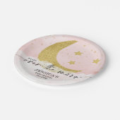 Über dem Mond Pink Girl Babydusche Teller (Schrägansicht)