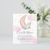 Über dem Mond Pink Gold Floral Girl Babydusche (Stehend Vorderseite)