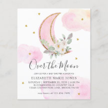 Über dem Mond Pink Gold Floral Girl Babydusche