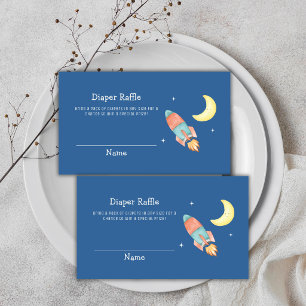 Über dem Mond Raketen-Windel-Raffel Baby Shower Begleitkarte