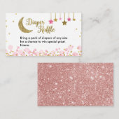 Über dem Mond Rosa Babydusche - Windelwindeln Begleitkarte (Vorne/Hinten)