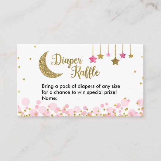 Über dem Mond Rosa Babydusche - Windelwindeln Begleitkarte (Vorderseite)