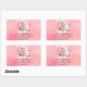 Über dem Mond Rosa Danke, Baby Dusche Square St. Rechteckiger Aufkleber (Blatt)