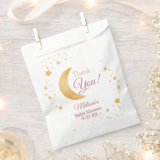 Über dem Mond Rosa Danke, Girl Baby Dusche Geschenktütchen (Ausgeschnitten)