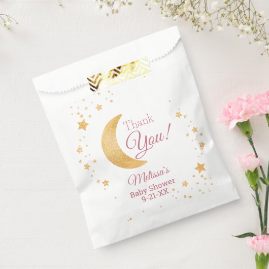 Über dem Mond Rosa Danke, Girl Baby Dusche Geschenktütchen (Versiegelt)