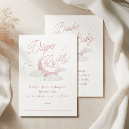 Über dem Mond rosa Gold Stars Baby Diaper Raffle Begleitkarte