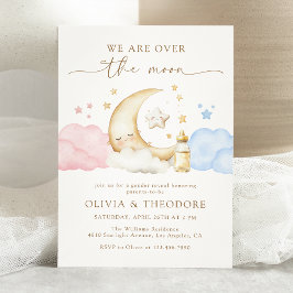 Über dem Mond - Rosa und Blaues Geschlecht offenba Einladung