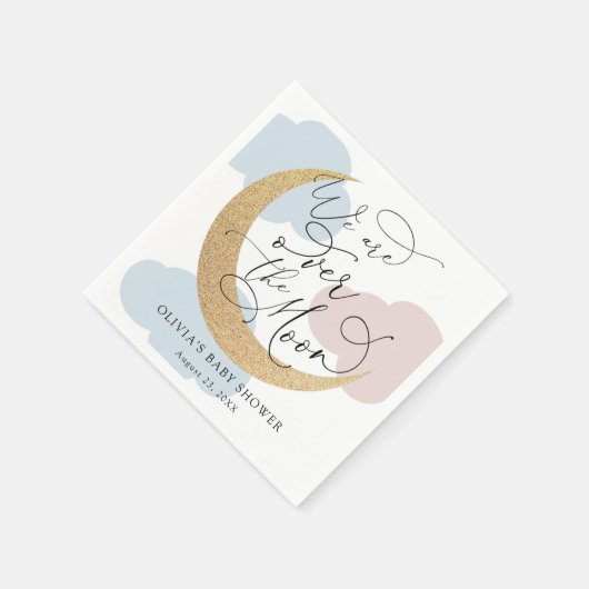 Über dem Mond Rosa und Blue Baby Dusche Serviette (Ecke)