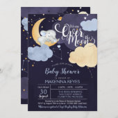 Über dem Mond schlafend Elefantenjunge Dusche in Einladung (Vorne/Hinten)