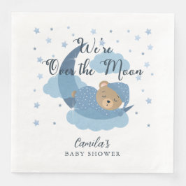 Über dem Mond schlafende Bärenjunge Babydusche Serviette