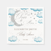 Über dem Mond Silver Blue Boy Baby Shower Glitzer Serviette (Vorderseite)