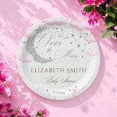 Über dem Mond Silver Pink Girl Babydusche Pappteller
