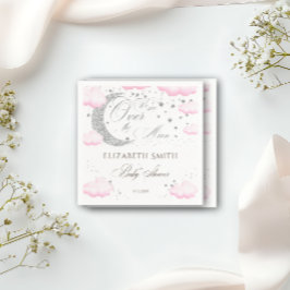 Über dem Mond Silver Pink Girl Babydusche Serviette