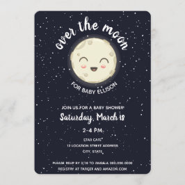 Über dem Mond Space Baby Shower Navy Galaxy Einladung