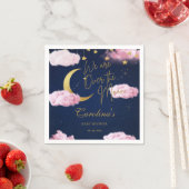 Über dem Mond Stars rosa Babydusche Einladung Serviette (Beispiel)