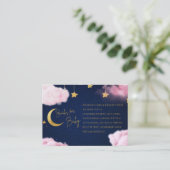 Über dem Mond sterne rosa Babyduschbuch Begleitkarte (Stehend Vorderseite)