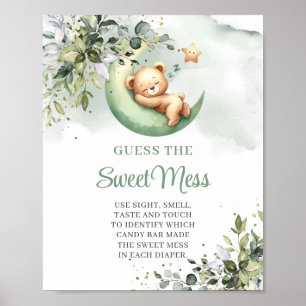 Über dem Mond Teddy Bär Guess The Sweet Mess Spiel Poster