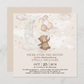 Über dem Mond Teddy Bären Balloons Babydusche Einladung (Vorne/Hinten)