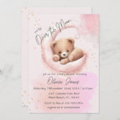 Über dem Mond Teddy Bärendusche Einladung (Vorne/Hinten)