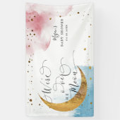 Über dem Mond träumen Blue & Pink Babydusche Banner (Vertikal)