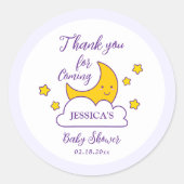 Über dem Mond und den Sternen Babydusche Danke Runder Aufkleber (Vorderseite)