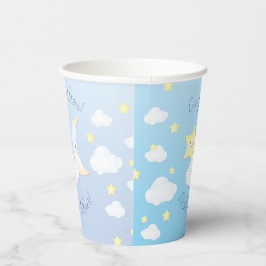Über dem Mond und den Sternen Babydusche Pappbecher (Rechts)