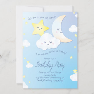 Über dem Mond und den Sternen Geburtstagsparty Einladung