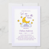 Über dem Mond und den Sternen Gender Neutral Baby  Einladung (Vorderseite)