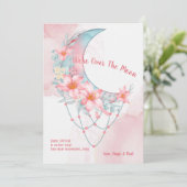 Über dem Mond verkündete Blumenschwangerschaft Einladung (Stehend Vorderseite)