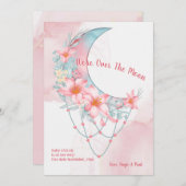Über dem Mond verkündete Blumenschwangerschaft Einladung (Vorne/Hinten)