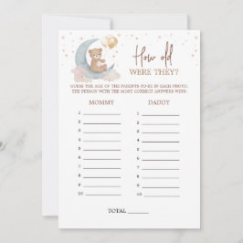 Über dem Mond Wie alt waren sie Game Card Einladung