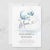 Über dem Mond Wolken Airplane Coed Baby Boy Dusche Einladung (Vorderseite)